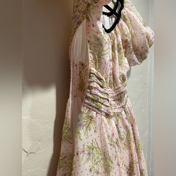 J. ING Girls Teen Pink Floral Black Puff Sleeve Dress *NWT - Picture 3 of 11